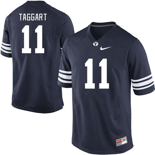 Men #11 Harrison Taggart BYU Cougars College Football Jerseys Stitched Sale-Navy